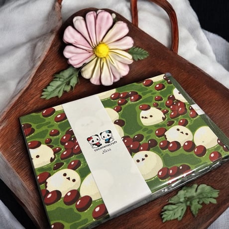 B5見開き御朱印帳   シマエナガ抹茶ぜんざい 24山　neneバンド付き