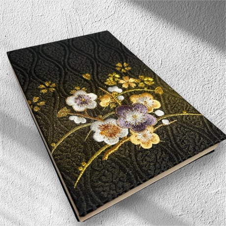 🔵予約　刺繍生地　通常御朱印帳　18×12㍉　きなり和紙　24山　バンド付