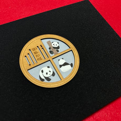 丸窓のある御朱印帳 ぱんだ🐼　B5見開き御朱印帳　ブラック　24山