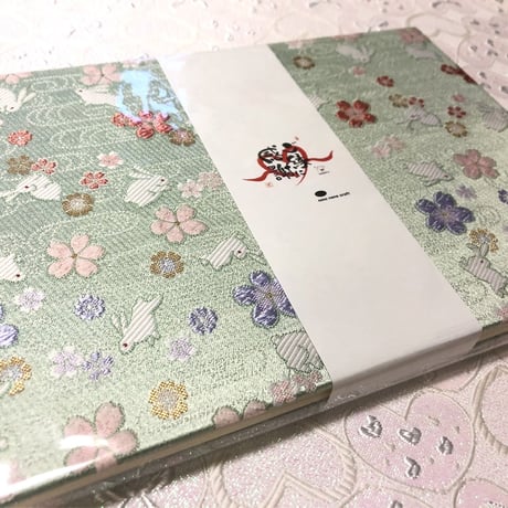 B5見開き御朱印帳　うさぎちゃん🐰 24山　きなり和紙  neneバンド付き