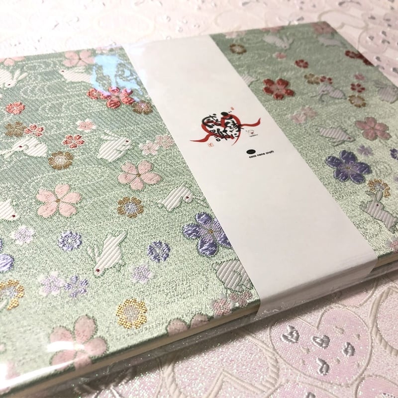 B5見開き御朱印帳 うさぎちゃん🐰 24山 きなり和紙 neneバンド付き