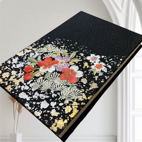 🔵予約　刺繍生地　通常御朱印帳　18×12㍉　きなり 和紙　24山　バンド付