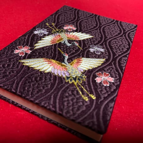 🔵予約　刺繍生地　通常御朱印帳　18×12㍉　きなり和紙　24山　バンド付