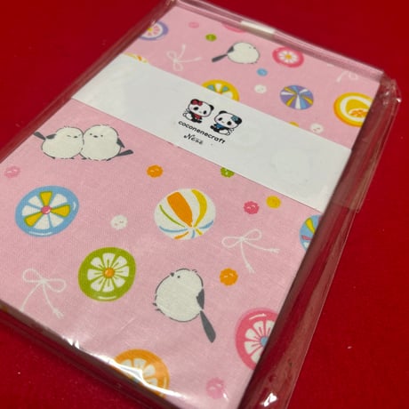 通常御朱印帳　シマエナガちゃん　18× 12㍉ ピンク和紙　バンド付き