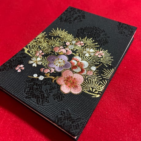 🌸予約　刺繍生地　通常御朱印帳　18×12㍉　きなり和紙　24山　 バンド付
