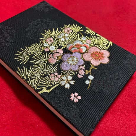 🌸予約　刺繍生地　通常御朱印帳　18×12㍉　きなり和紙　24山　 バンド付