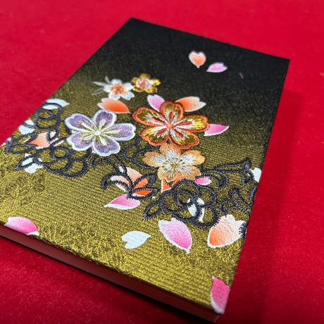 🔵予約　刺繍生地　通常御朱印帳　18×12㍉　きなり和紙　24山　バンド付