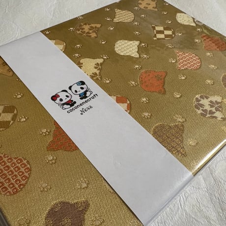 【即日発送】ねこちゃんシルエット🩶金猫ちゃん　B5見開き御朱印帳   白和紙　24 山　neneバンド付き