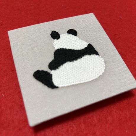 キューブ【8×8ｾﾝﾁ】刺繍ぱんださん（グレー）きなり和紙　24山　バンド付き
