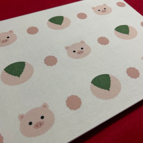 【🔴予約販売🔴】B5見開き御朱印帳 ぶたちゃんとさくらもち🐷🌸  24山　きなり和紙 neneバンド付き