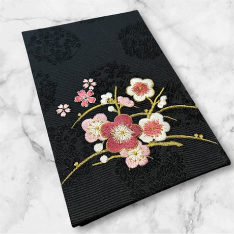 🔵予約　刺繍生地　通常御朱印帳　18×12㍉　きなり和紙　24山　バンド付