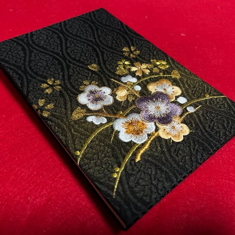 🔵予約　刺繍生地　通常御朱印帳　18×12㍉　きなり和紙　24山　バンド付
