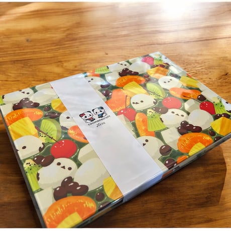 B5見開き御朱印帳   シマエナガ抹茶🍵白玉あんみつ　24山　きなり和紙　nene バンド付き