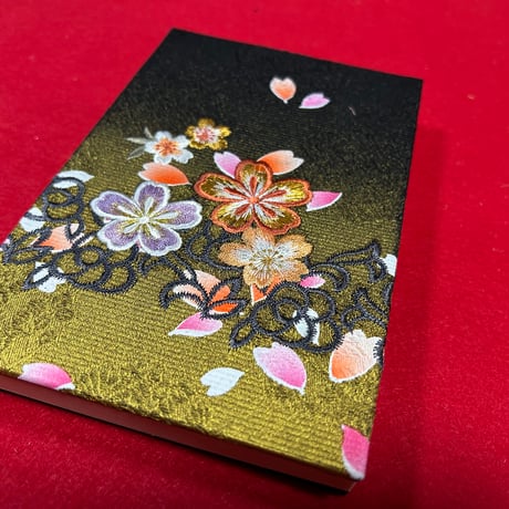 🔵予約　刺繍生地　通常御朱印帳　18×12㍉　きなり和紙　24山　バンド付