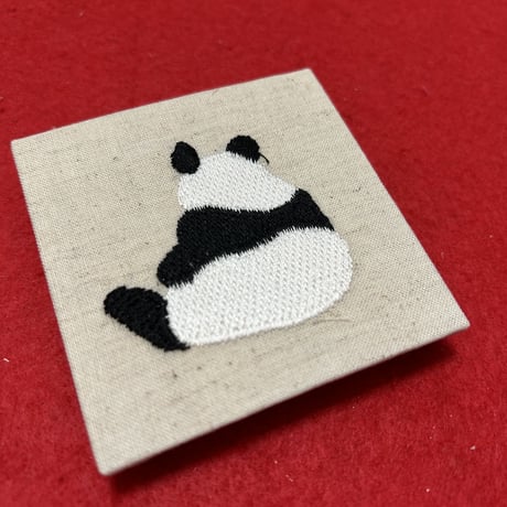 キューブ【8×8ｾﾝﾁ】刺繍ぱんださん（ベージュ）きなり和紙　24山　バンド付き