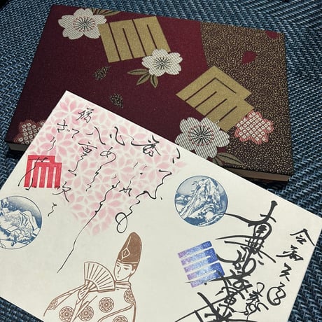 法華寺様御朱印入り見開き御朱印帳　エンジ　24山