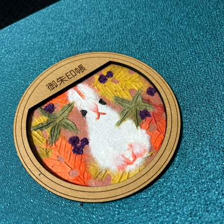 丸窓のある見開き御朱印帳　【ちぎり絵】　24山　高級鳥の子和紙み