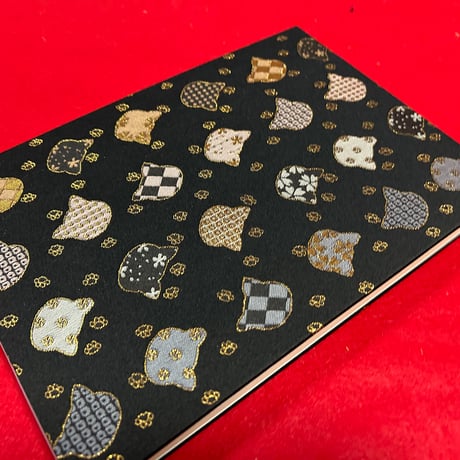【即日発送】B5見開き御朱印帳 黒◼️ねこちゃんシルエット　きなり和紙　24山  バンド付き