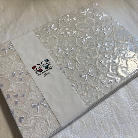 キラキラハートシリーズ White B5見開き御朱印帳 24山  きなり和紙  バンド付き