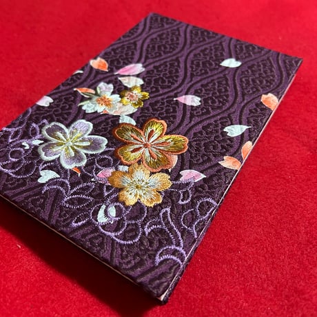 🌸予約　刺繍生地　通常御朱印帳　18×12㍉　きなり和紙　24山　 バンド付
