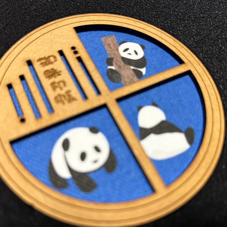丸窓のある御朱印帳 ぱんだ🐼　B5見開き御朱印帳　ブラック　24山