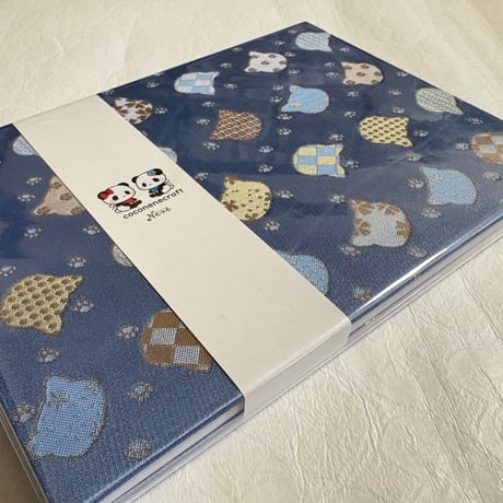 【即日発送】ねこちゃんシルエット🩶ブルーねこちゃん　B5見開き御朱印帳   白和紙　24 山　neneバンド付き
