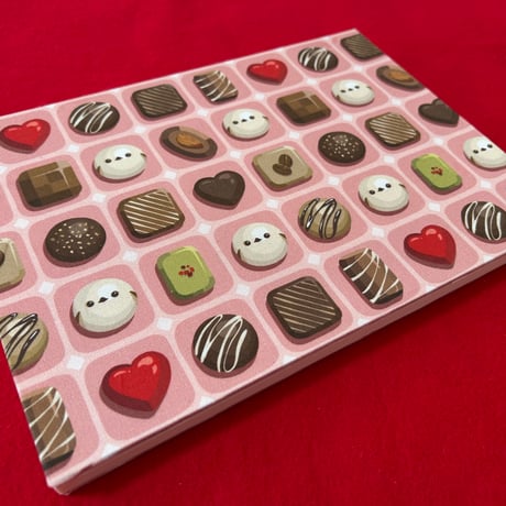 【🔴予約販売🔴】B5見開き御朱印帳  シマエナガさんいちごチョコレート🍓🍫　24山　きなり和紙 nene バンド付き