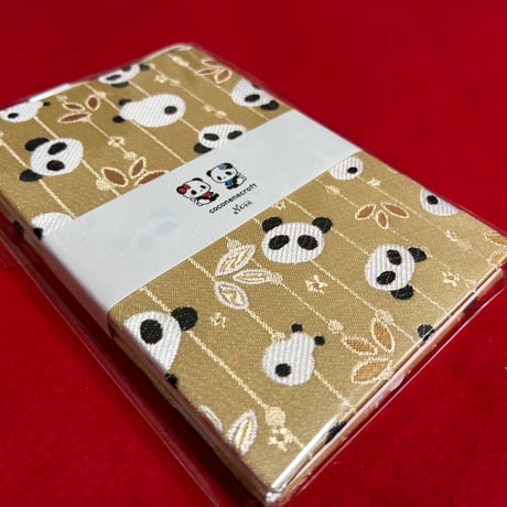 通常御朱印帳　18×12㍉　金パンちゃん🐼　きなり和紙　24山　バンド付き