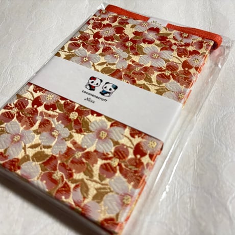 🧡白黄菊柄の通常御朱印帳【12×18】24山　バンド付き