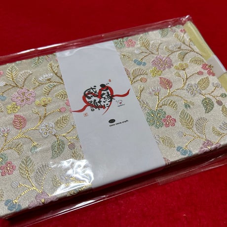 小紋麻黄色和紙のよこっ帳🩷【縦12×横18㌢】24 山　バンド付き