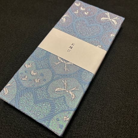 お結び帳　【縦18ｾﾝﾁ横８ｾﾝﾁ】ブルー和紙　24山