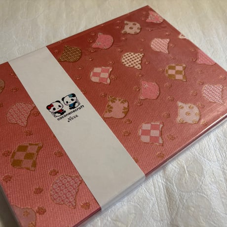 【即日発送】B5見開き御朱印帳 ピンク🩷ねこちゃんシルエット　きなり和紙　24山  バンド付き