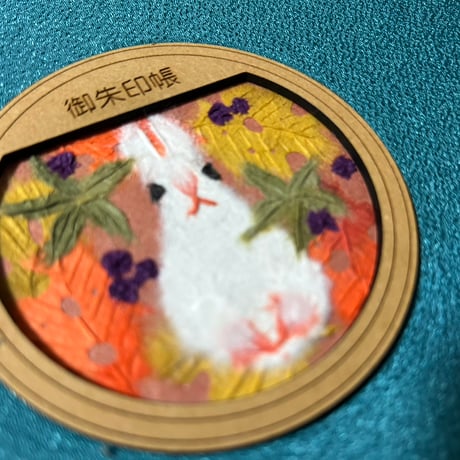 丸窓のある見開き御朱印帳　【ちぎり絵】　24山　高級鳥の子和紙み