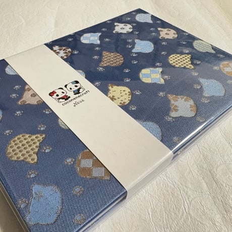 【即日発送】ねこちゃんシルエット🩶ブルーねこちゃん　B5見開き御朱印帳   白和紙　24 山　neneバンド付き