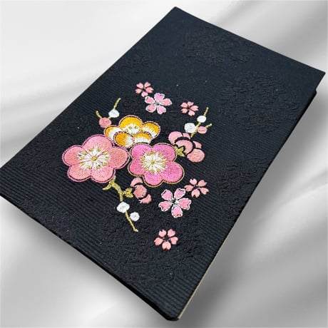 🔵予約　刺繍生地　通常御朱印帳　18×12㍉　きなり和紙　24山　バンド付