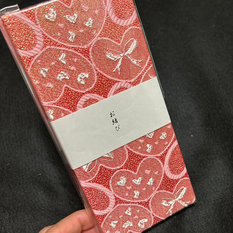 お結び帳　【18×8センチ】24山　きなりまたはピンク和紙