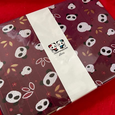 B5見開き御朱印帳　ボルドー🍷🐼   24 山　バンド付き