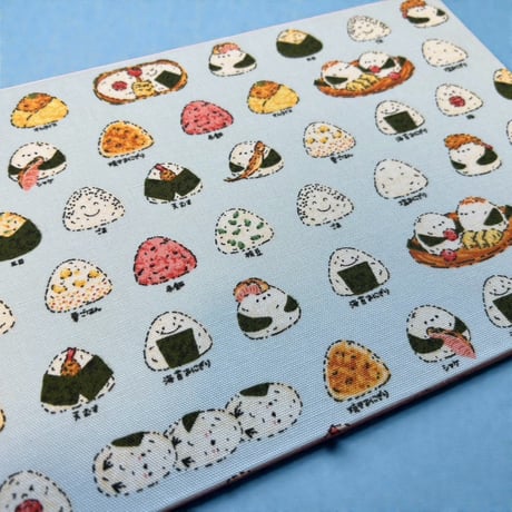 B5見開き御朱印帳 シマエナガおにぎり🍙　ブルー　白和紙 24山　nene バンド付き