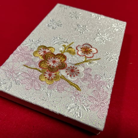 🔵予約　刺繍生地　通常御朱印帳　18×12㍉　きなり和紙　24山　バンド付