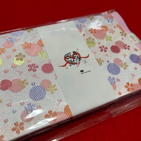 小紋麻ピンク和紙のよこっ帳🩷　【縦12×横18㌢】24 山　バンド付き