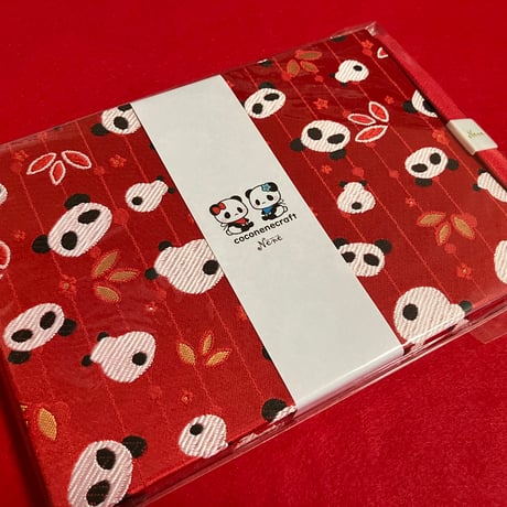 【リトル帳】きなり和紙　赤🔴パンダ🐼 💕   24 山 バンド付