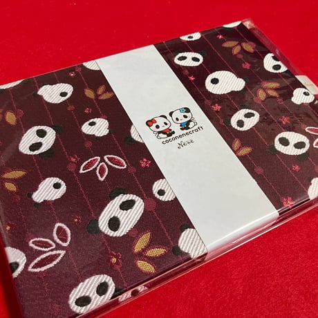 【リトル帳】きなり和紙　ボルドー🍷🐼 💕   24山 バンド付