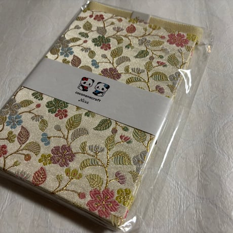 🧡白黄菊柄の通常御朱印帳【12×18】24山　バンド付き