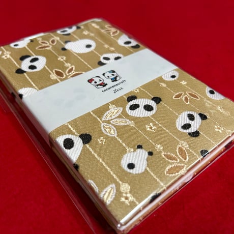 通常御朱印帳　18×12㍉　金パンちゃん🐼　きなり和紙　24山　バンド付き