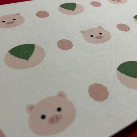 【🔴予約販売🔴】B5見開き御朱印帳 ぶたちゃんとさくらもち🐷🌸  24山　きなり和紙 neneバンド付き