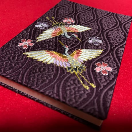 🔵予約　刺繍生地　通常御朱印帳　18×12㍉　きなり和紙　24山　バンド付