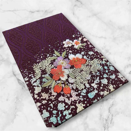 🔵予約　刺繍生地　通常御朱印帳　18×12㍉　きなり 和紙　24山　バンド付