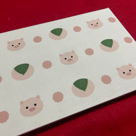 【🔴予約販売🔴】B5見開き御朱印帳 ぶたちゃんとさくらもち🐷🌸  24山　きなり和紙 neneバンド付き