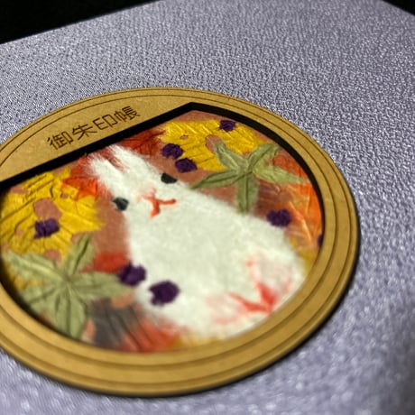 丸窓のある見開き御朱印帳　【ちぎり絵】　24山　高級鳥の子和紙