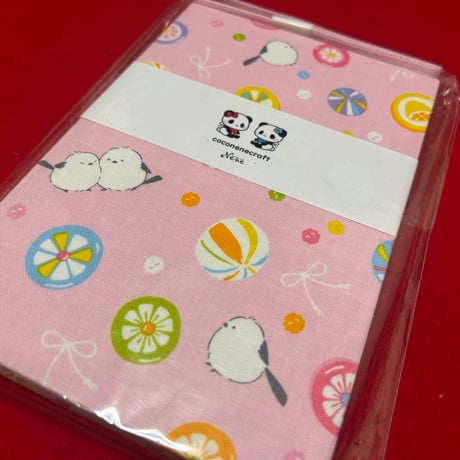 通常御朱印帳　シマエナガちゃん　18× 12㍉ ピンク和紙　バンド付き
